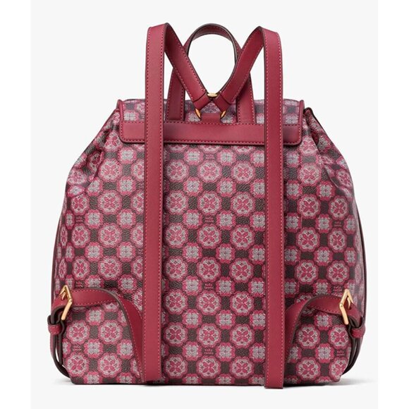 S Kate Spade Flower Monogram Mia Flap Backpack NWT Garnet Rose K9028 $348 main image 6